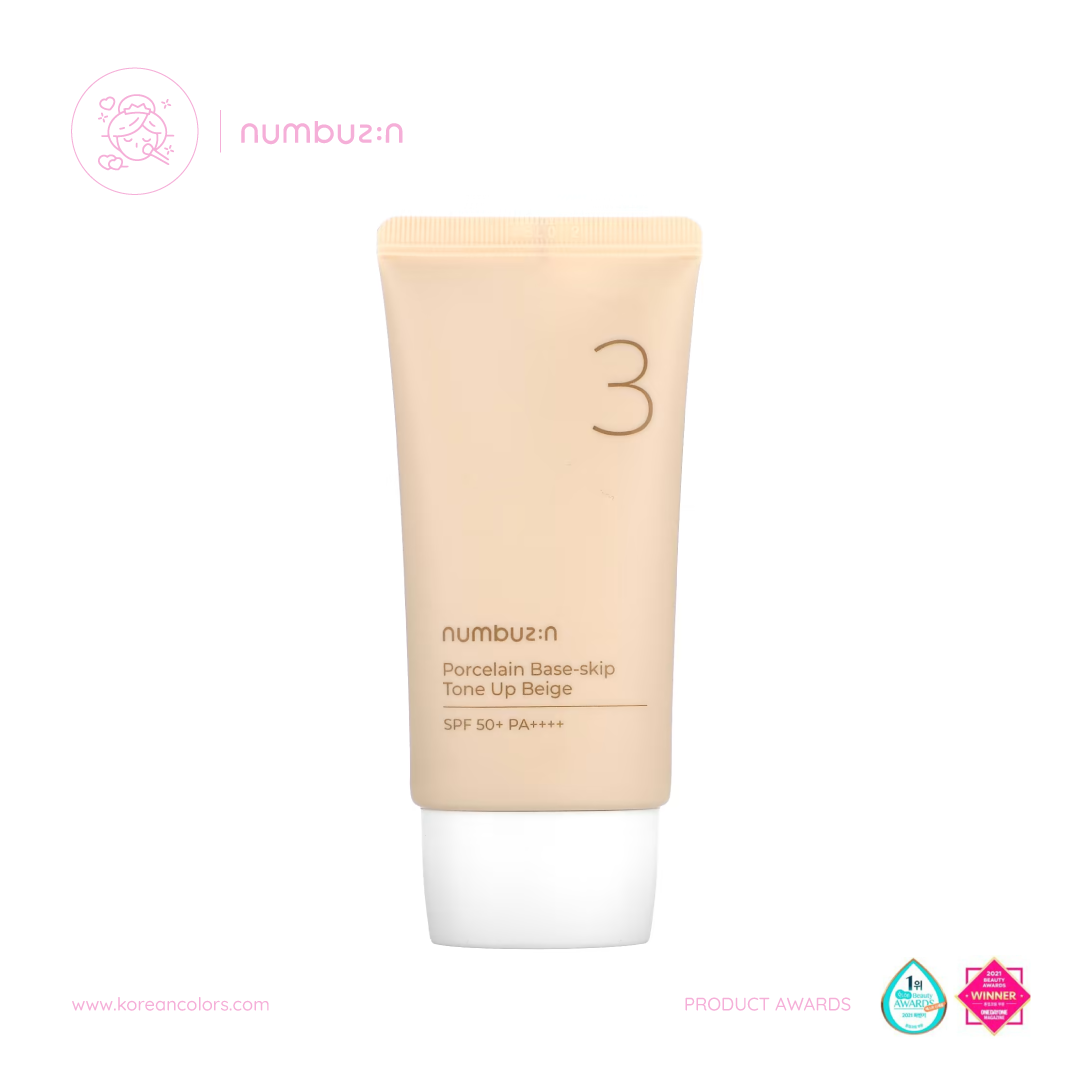 Numbuzin 3 Porcelain Base-Skip Tone Up Beige SPF 50 PA++++ 50ml – Korean  Colors